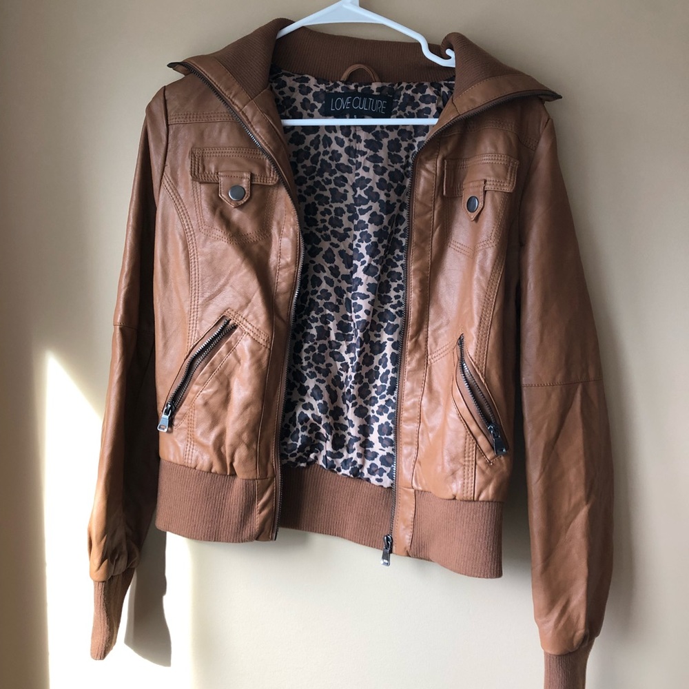 Brown Fake leather jacket